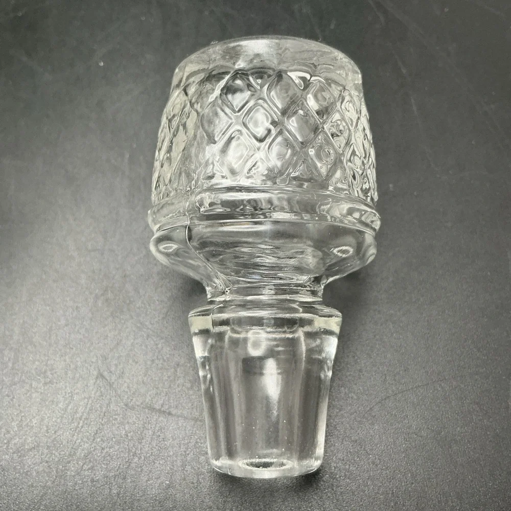 Vintage Cut Glass Liquor Decanter Etched Diamond-Shaped Glass, Original‎ Stopper